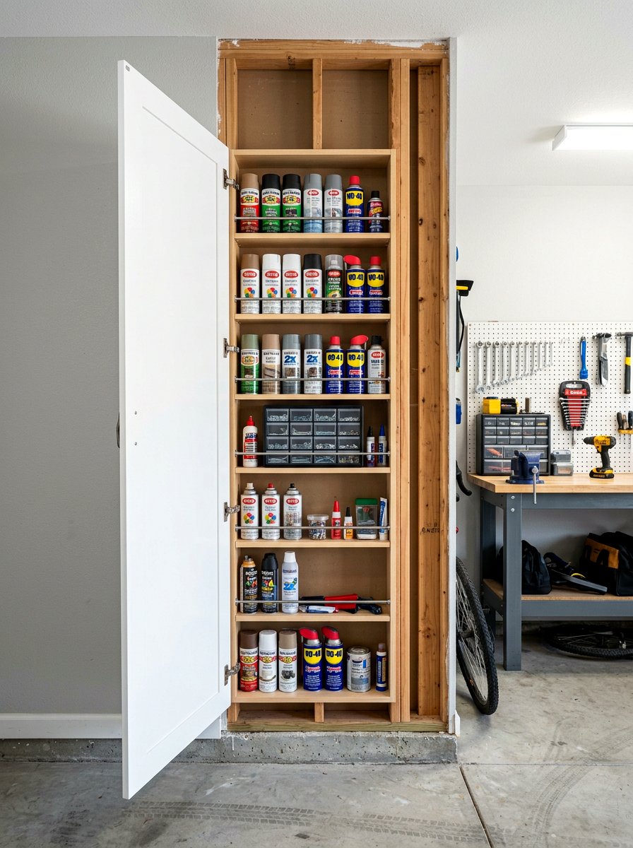 Hidden Cabinet Storage - 30 garage workshop ideas