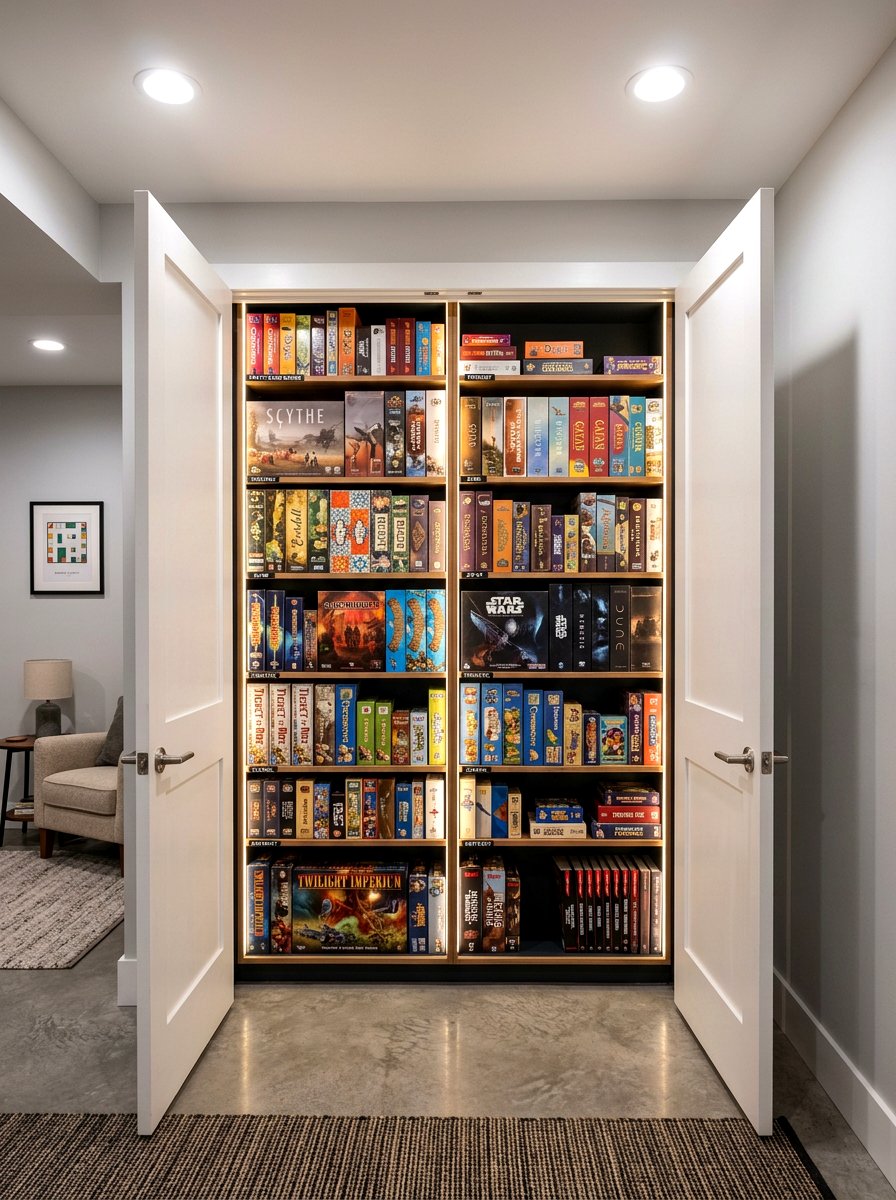 Hidden Cabinet Storage - 30 board game storage ideas