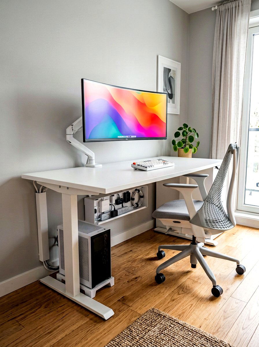 Hidden Cable Management - 30 calming home office ideas
