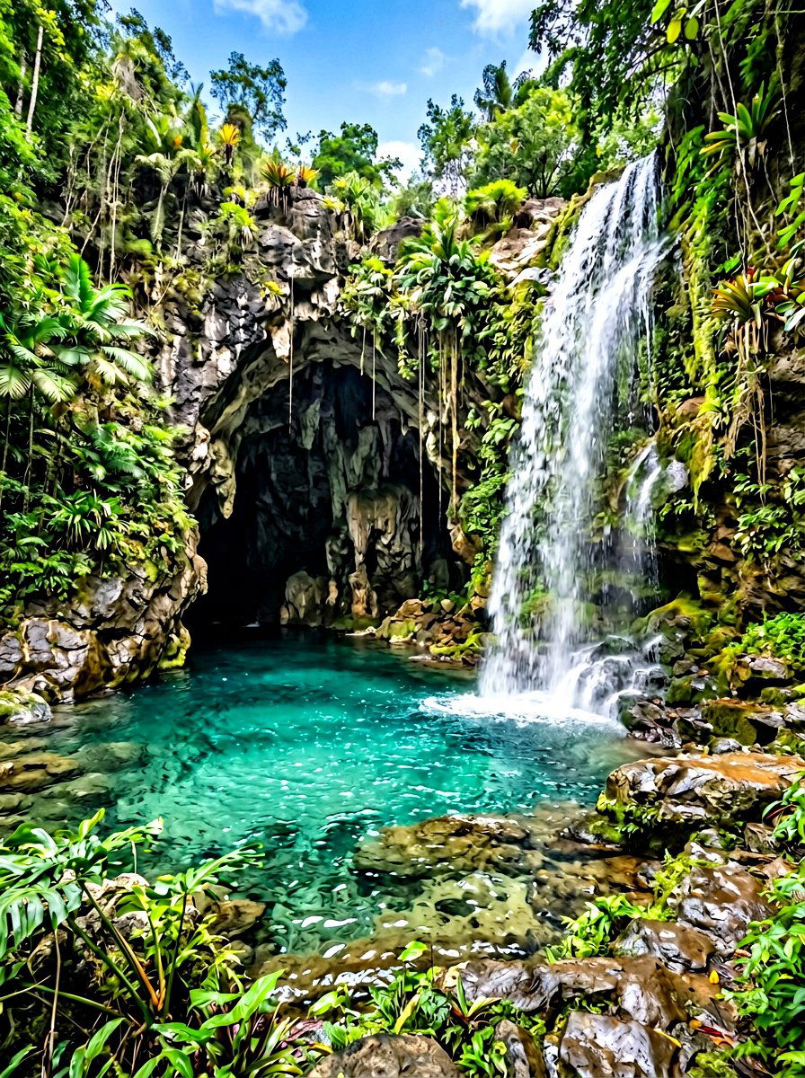 Hidden Cave Pool Grotto - 30 pool waterfall ideas
