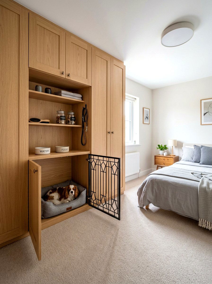 Hidden Closet Dog Crate - 30 indoor dog crate ideas