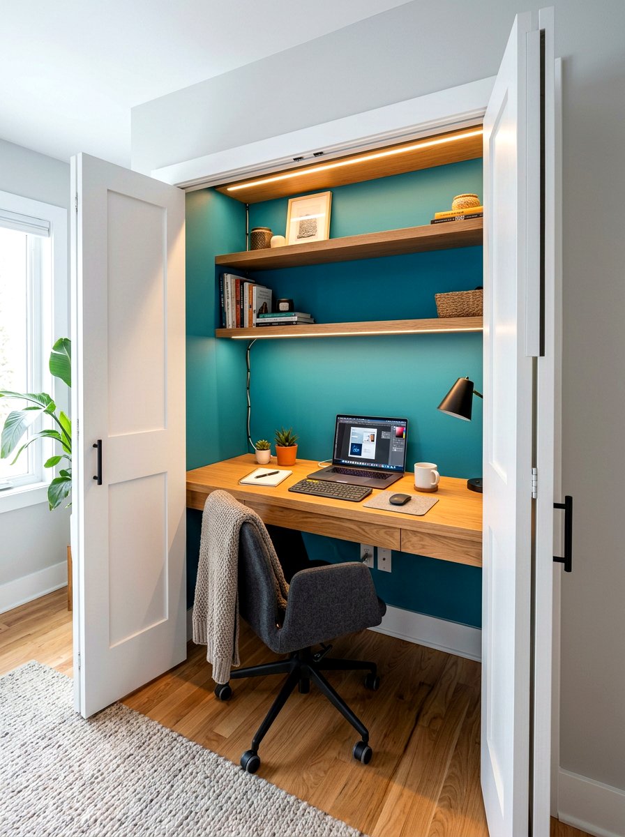 Hidden Closet Home Office - 30 minimalist home office ideas
