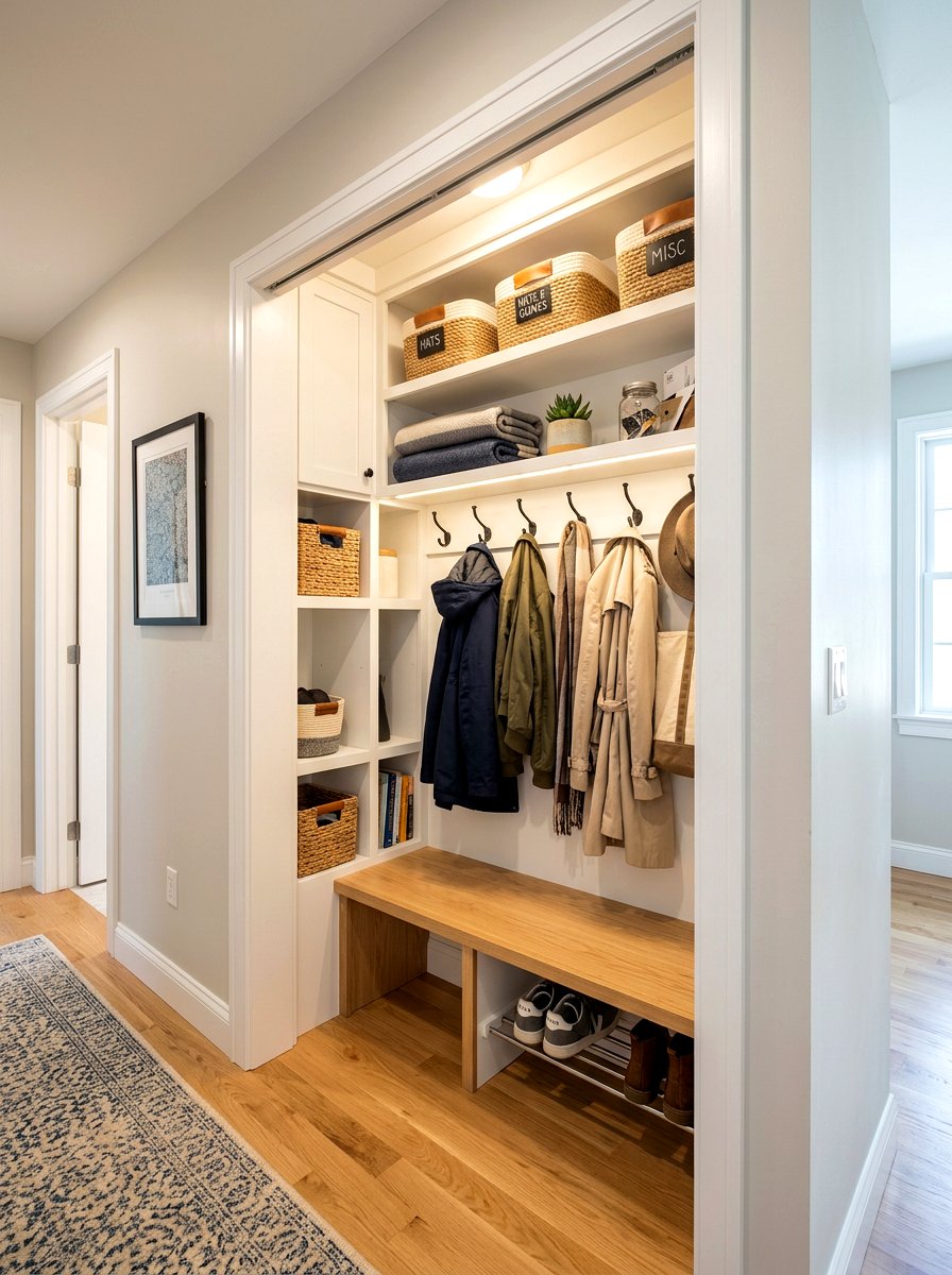 Hidden Closet Mudroom - 30 small mudroom ideas
