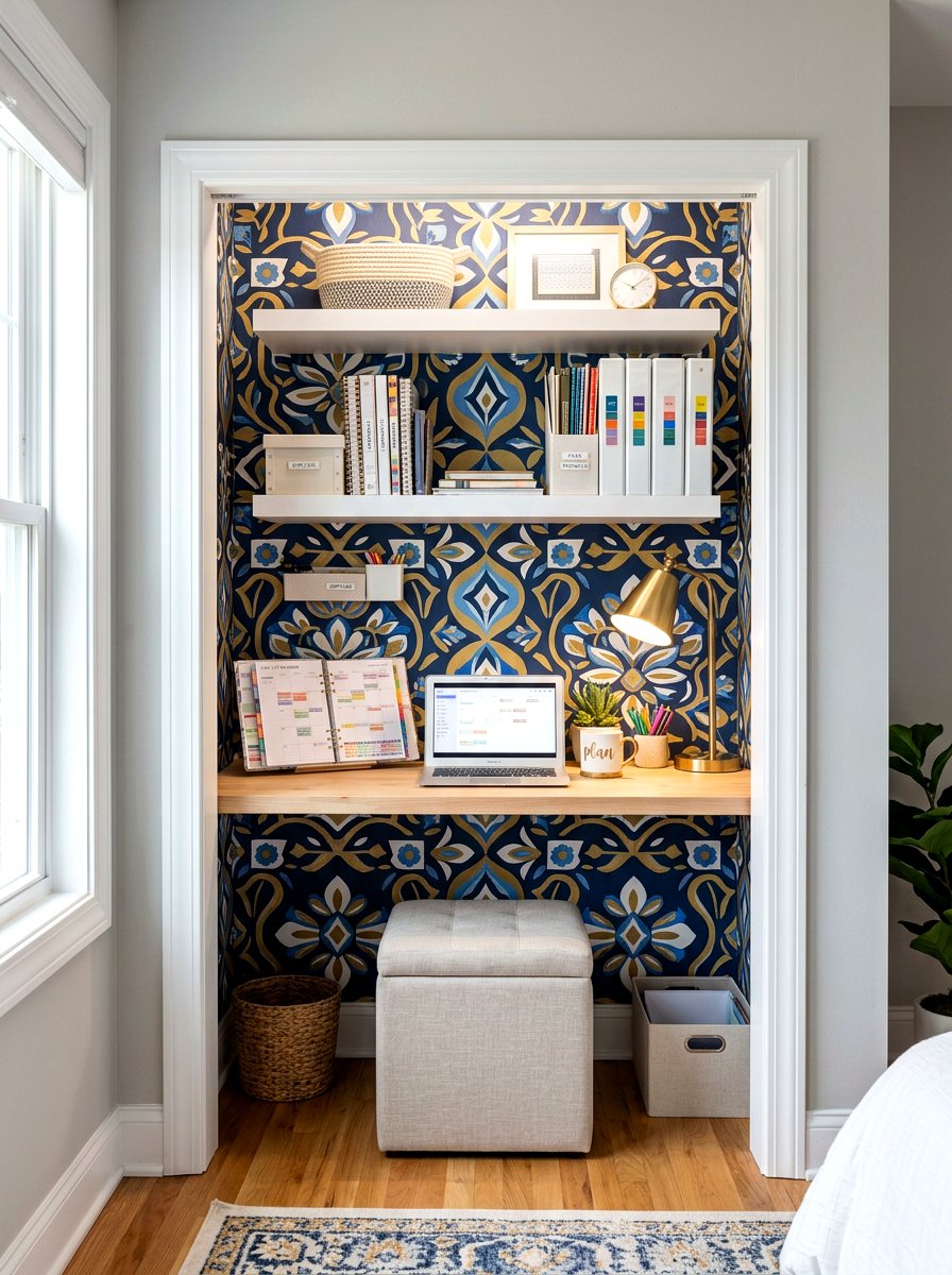 Hidden Closet Office - 30 paper planner desk ideas