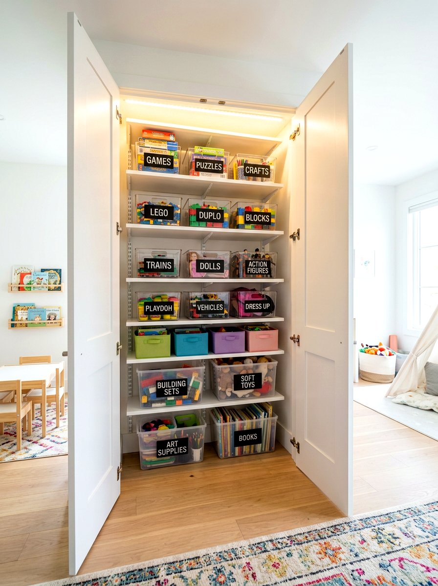Hidden Closet Shelf - 30 playroom storage ideas