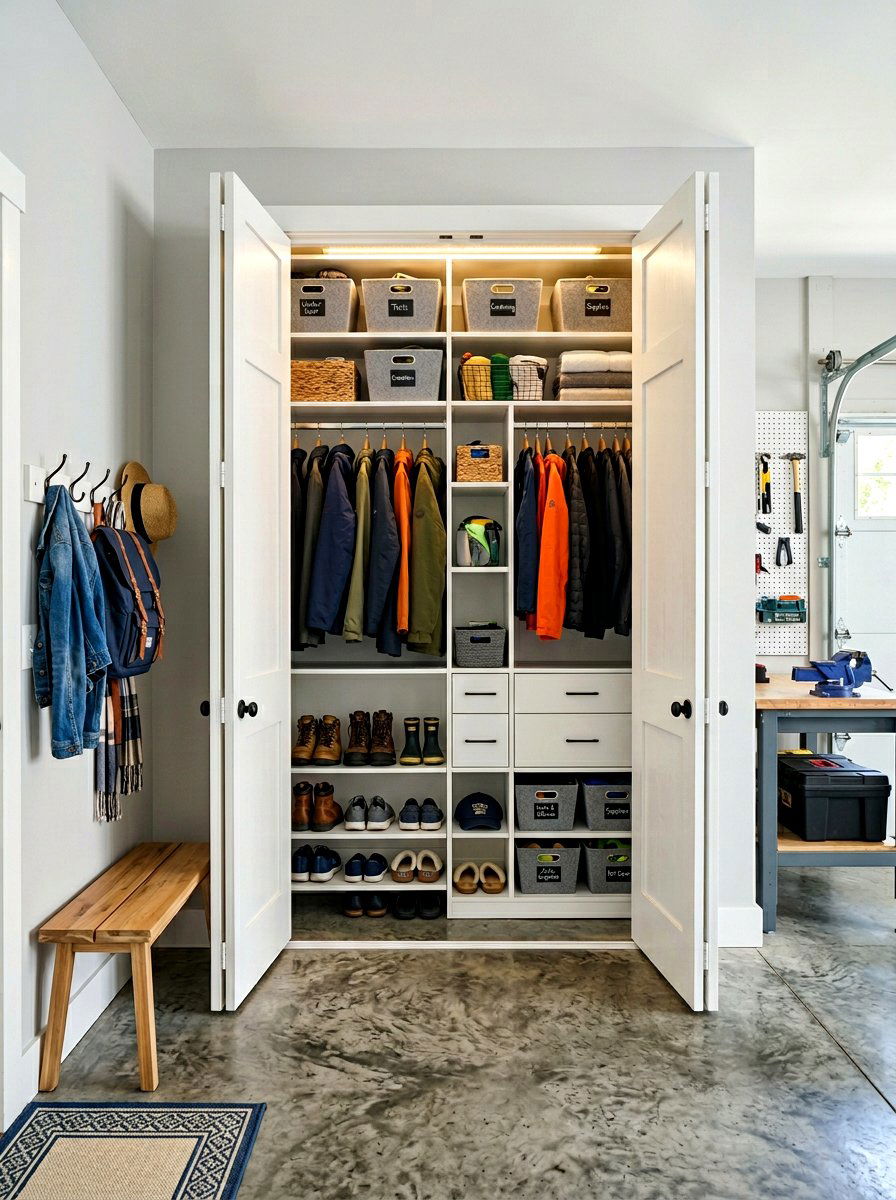 Hidden Closet Storage - 30 garage mudroom ideas