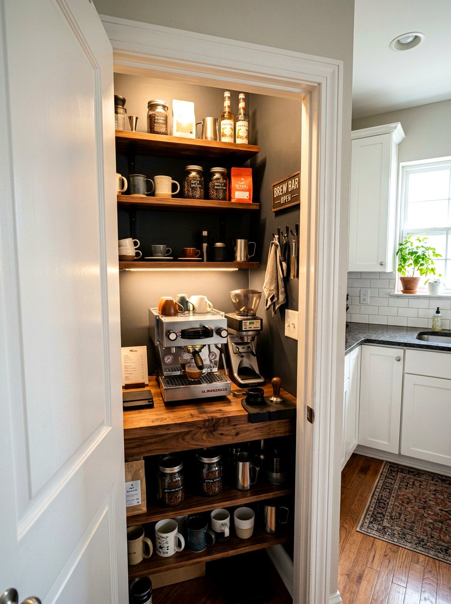 Hidden Coffee Bar In Closet - 30 coffee cart apartment ideas