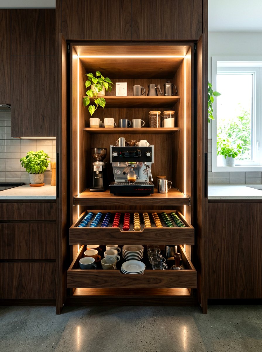 Hidden Coffee Cabinet - 30 home cafe ideas