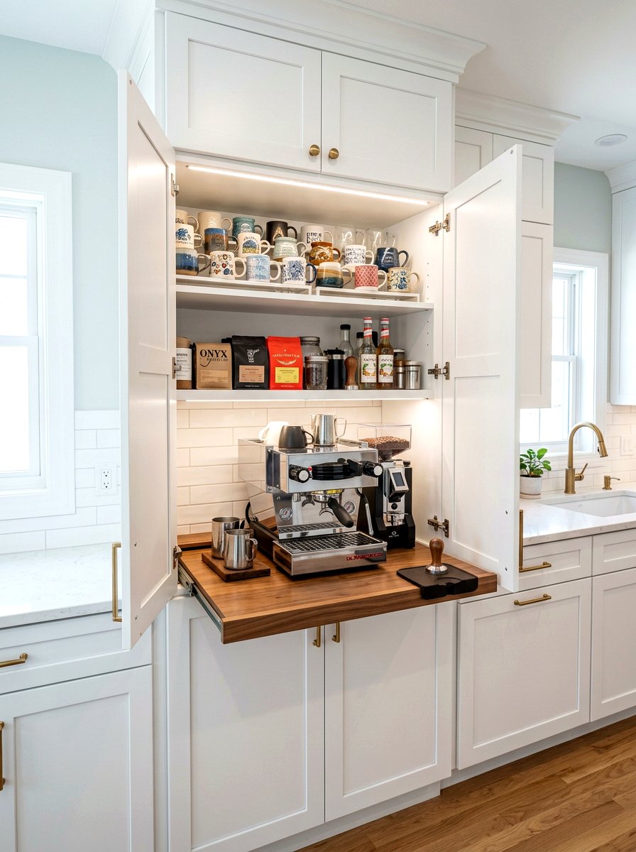 Hidden Coffee Station Pantry - 30 hidden pantry ideas