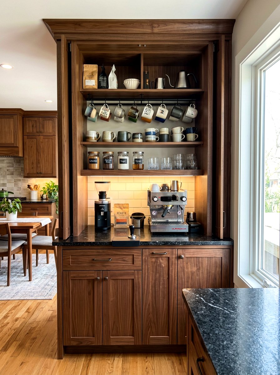 Hidden Coffee Station Pantry - 30 full wall pantry cabinet ideas