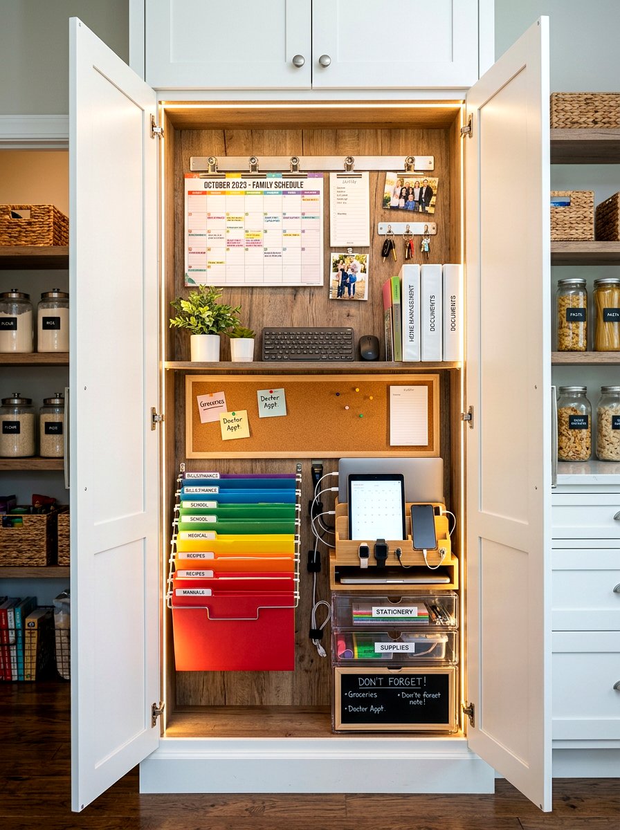 Hidden Command Center - 30 mail sorting cabinet ideas