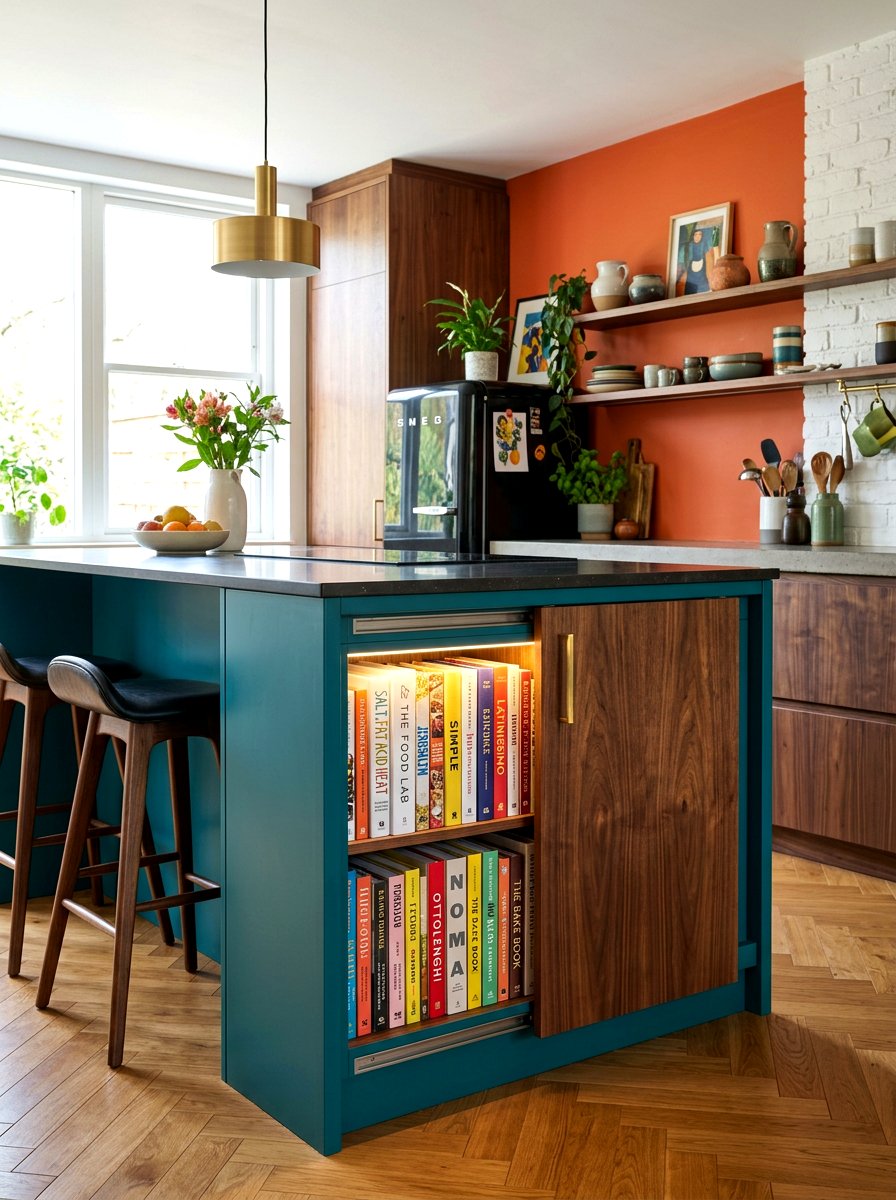Hidden Cookbook Shelf - 30 concealed kitchen storage ideas