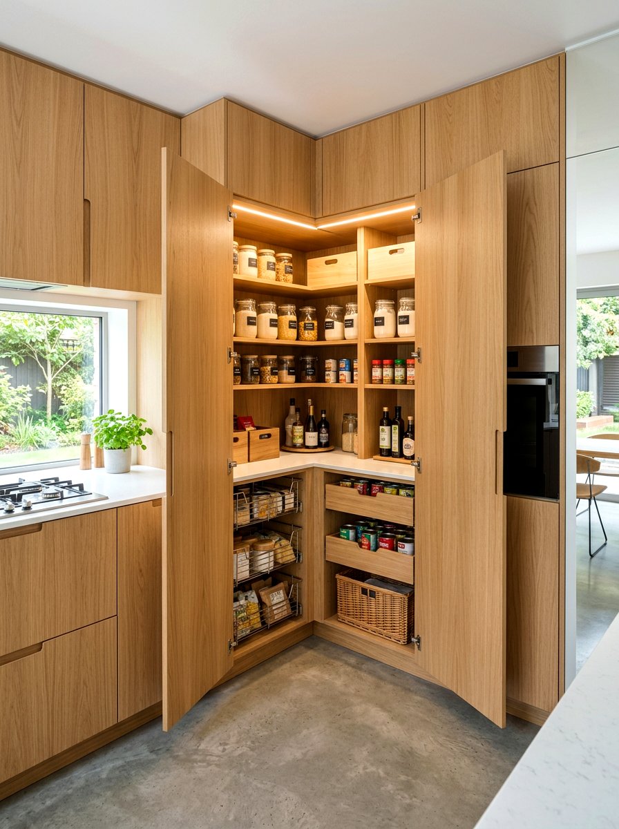 Hidden Corner Pantry Cabinet - 30 corner pantry ideas