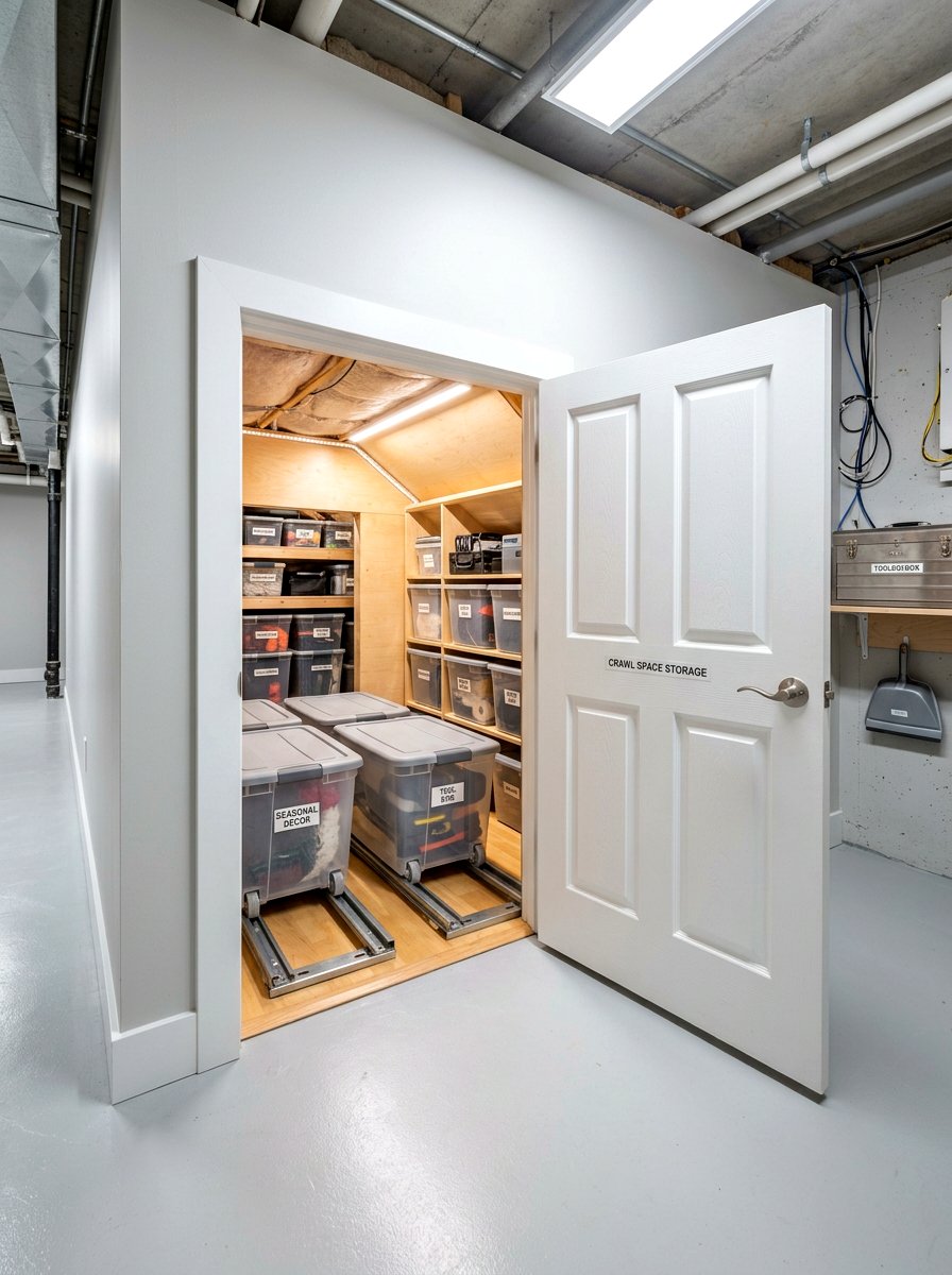 Hidden Crawl Space - 30 basement storage ideas