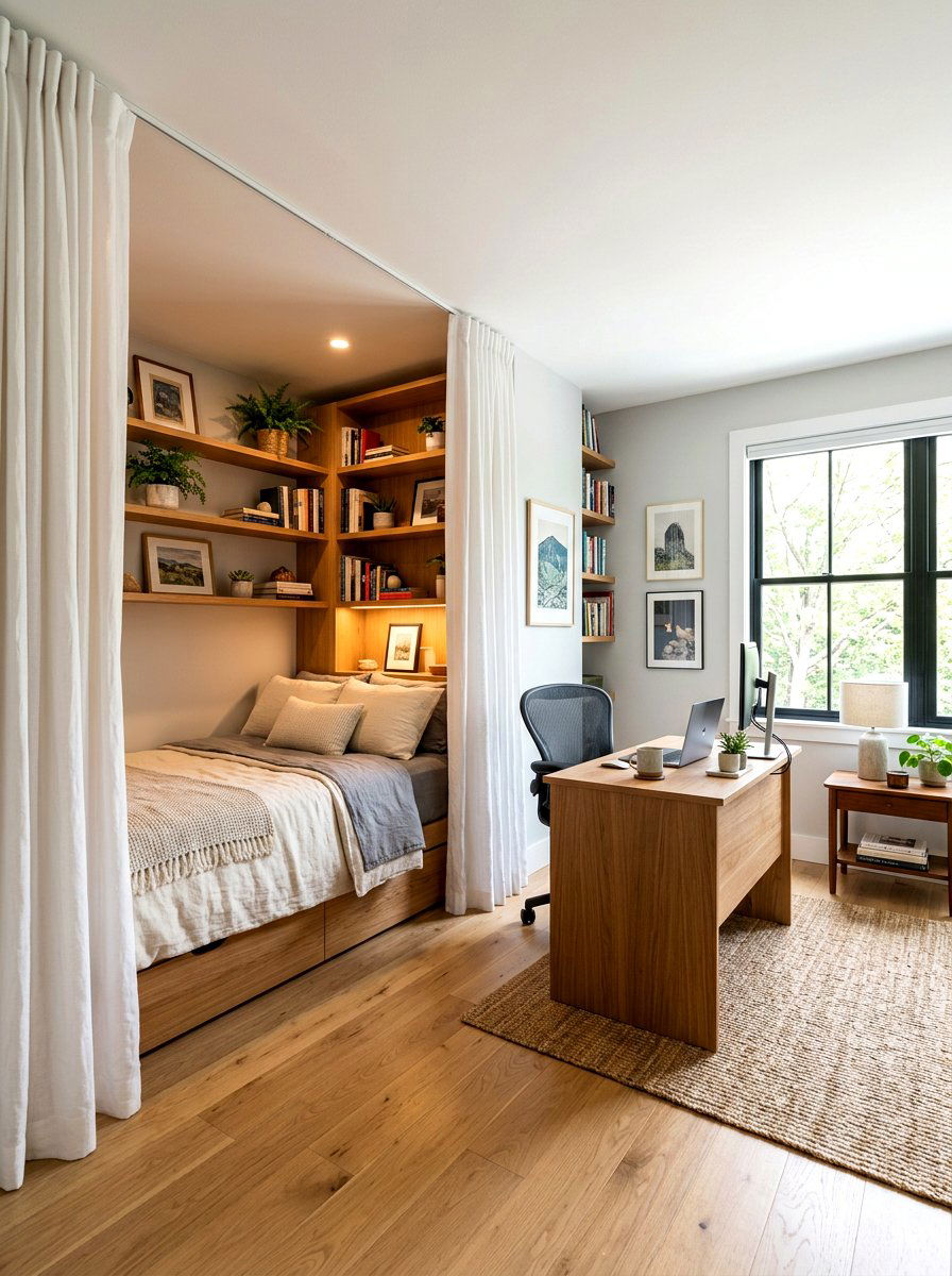 Hidden Daybed In Office Niche - 30 daybed office combo ideas