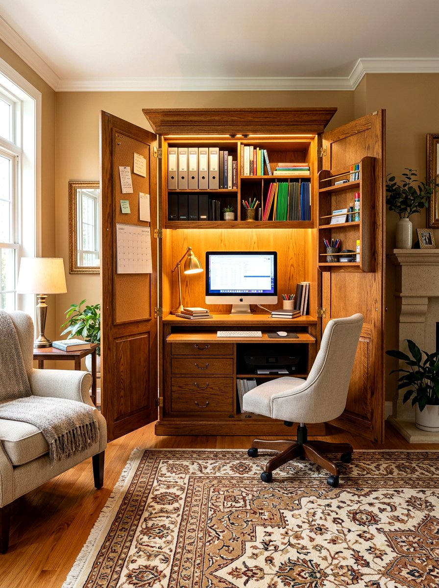 Hidden Desk Armoire - 30 flexible apartment furniture ideas