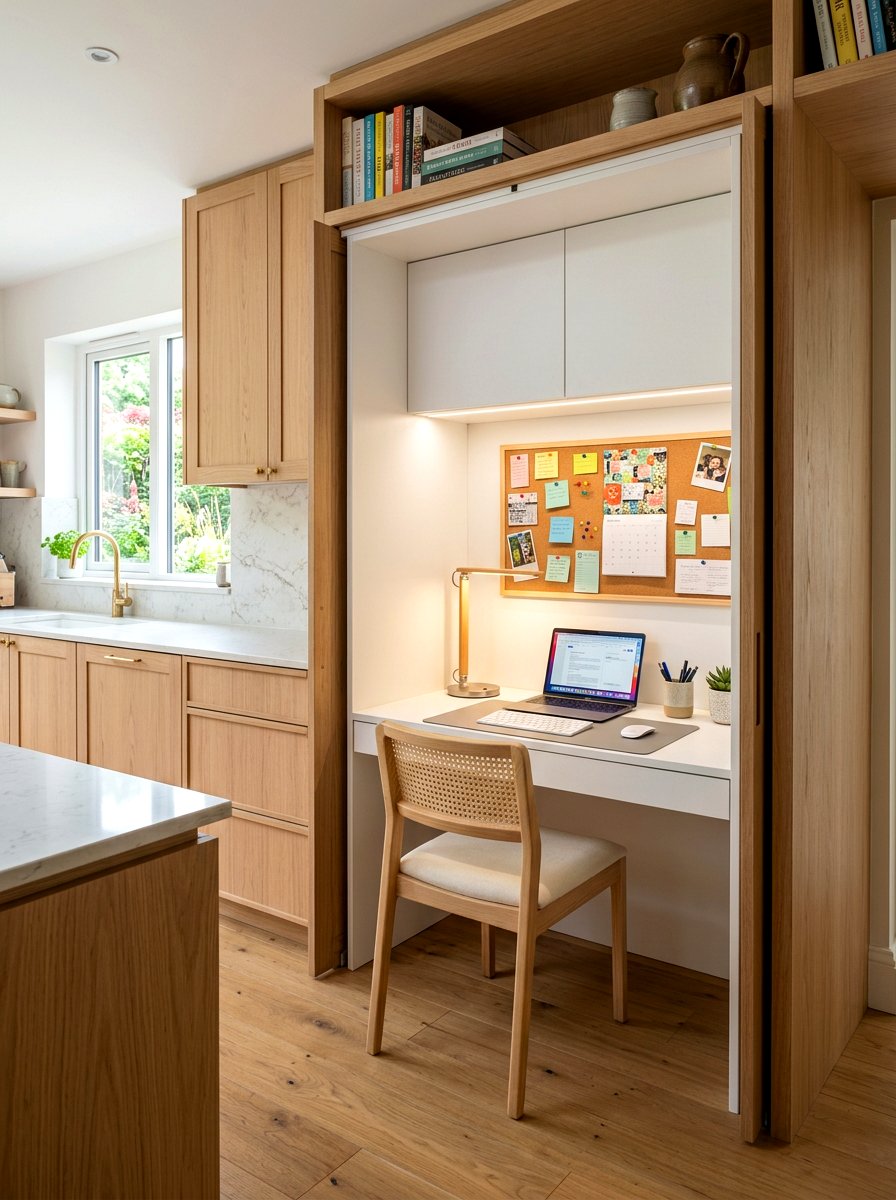 Hidden Desk Behind Pocket Doors - 30 homework station kitchen ideas