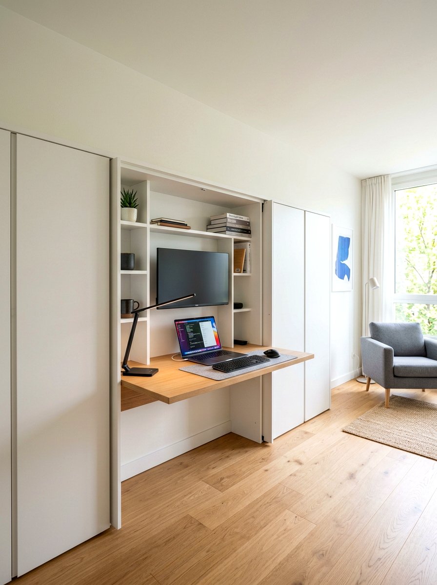 Hidden Desk Console - 30 built in wall unit ideas
