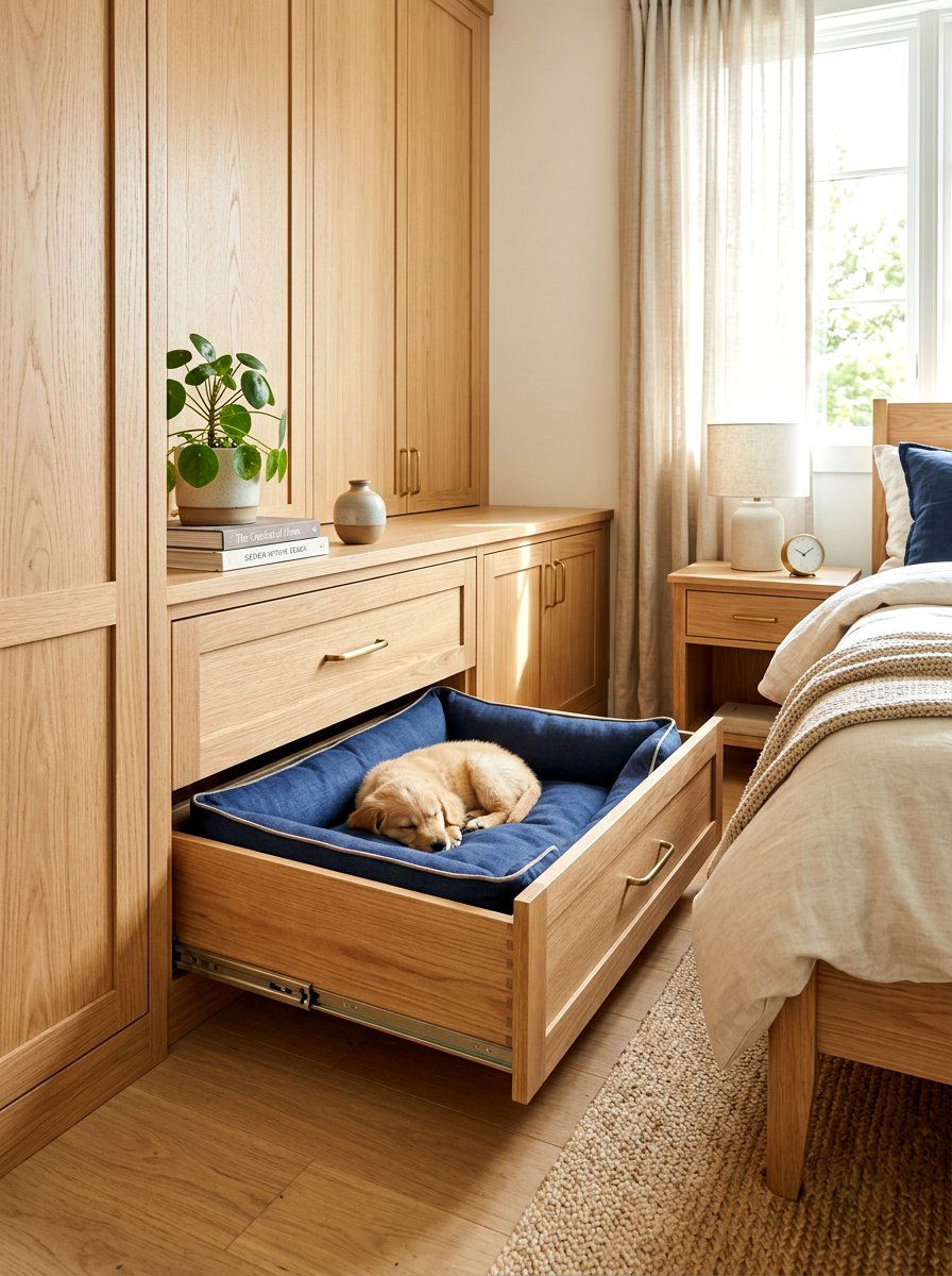 Hidden Dog Bed Drawer - 30 dog room ideas
