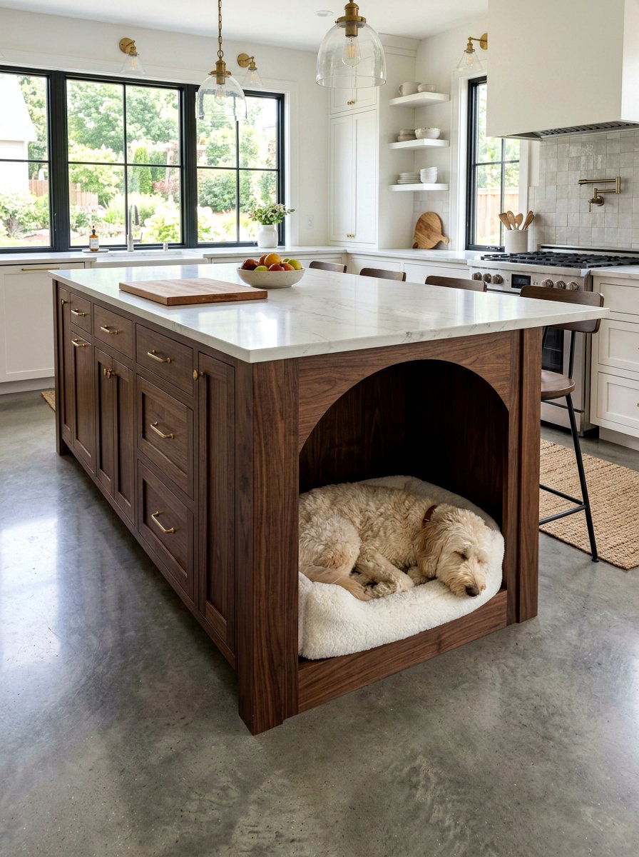 Hidden Dog Bed In Kitchen Island - 30 dog lounge room ideas