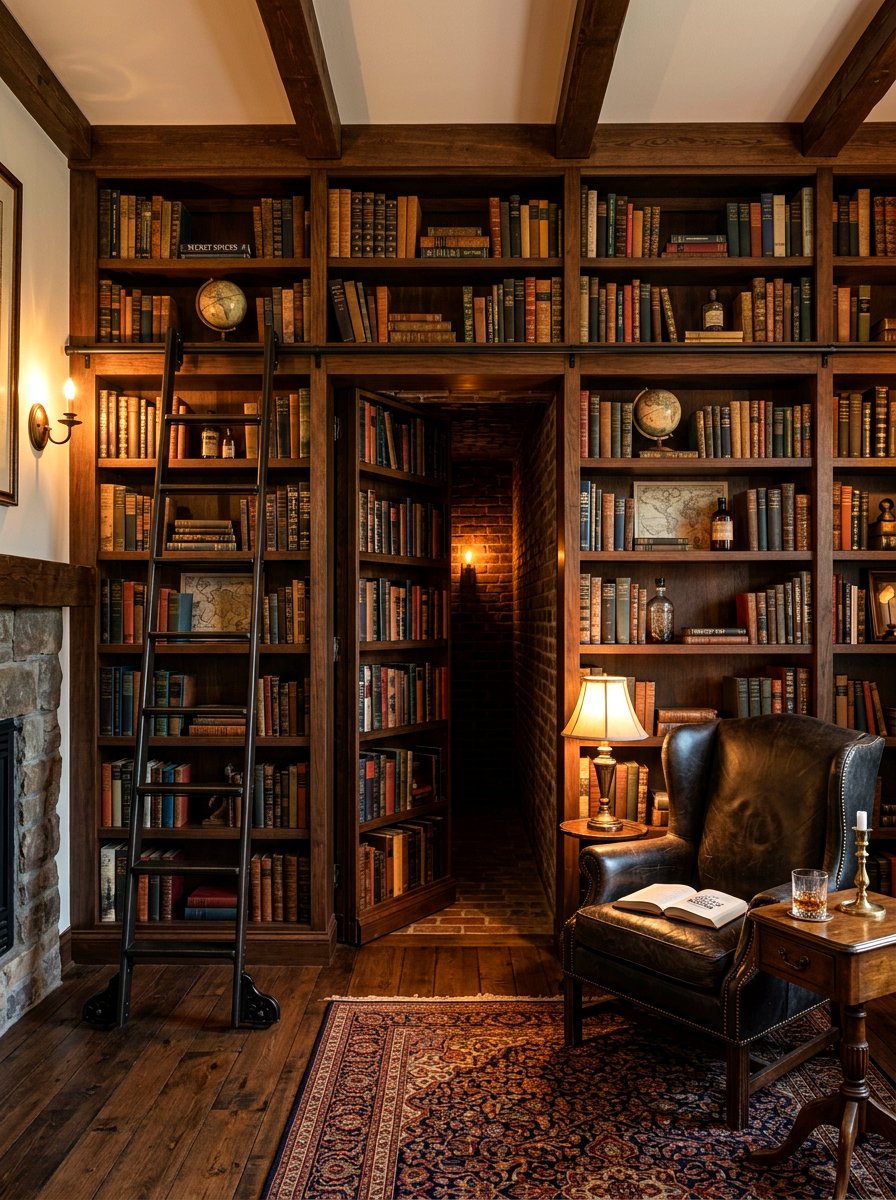 Hidden Door Library - 30 ladder library office ideas
