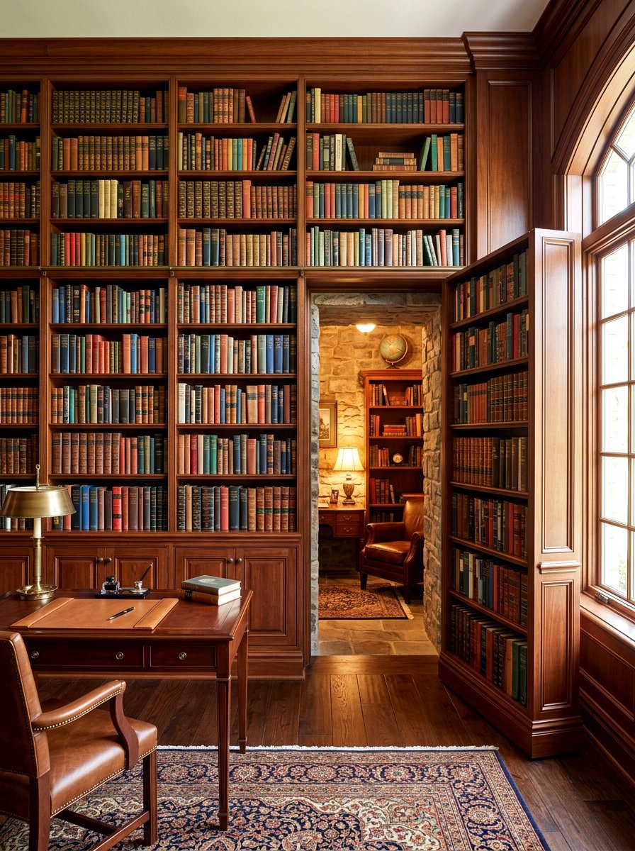 Hidden Door Library Bookcase - 30 paneled library ideas