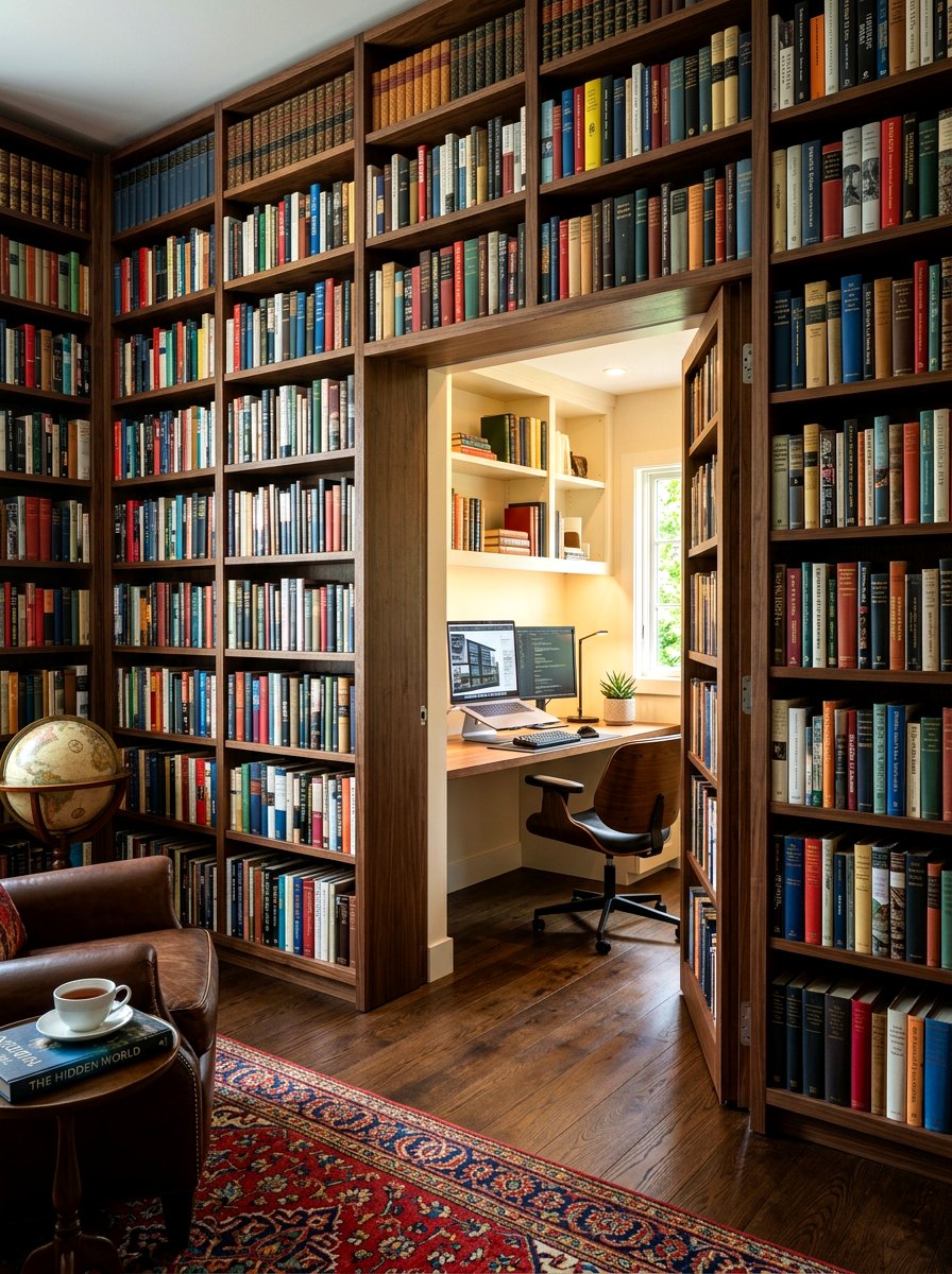 Hidden Door Library Office - 30 office library combo ideas