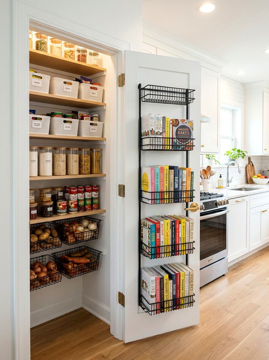 Hidden Door Rack - 30 kitchen cookbook storage ideas