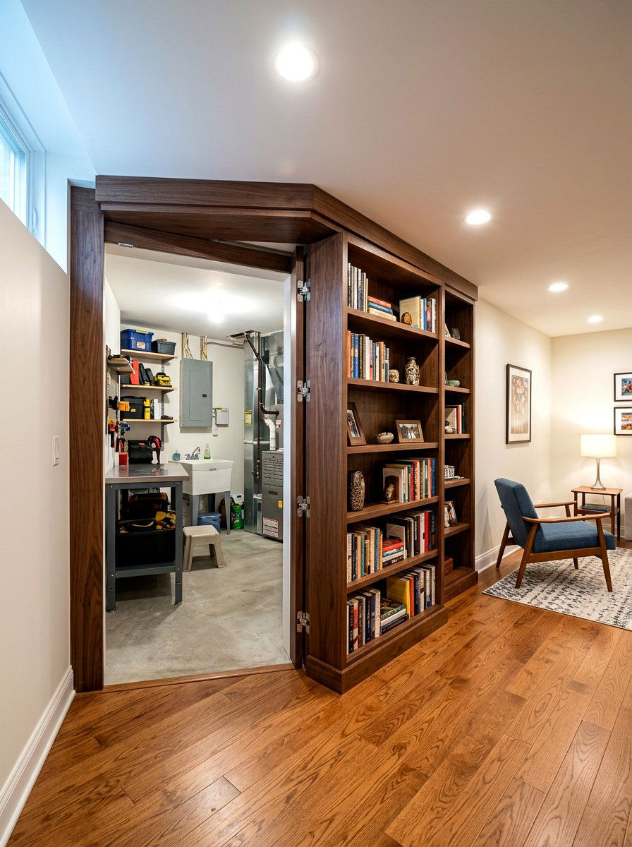 Hidden Door Storage - 30 basement storage ideas