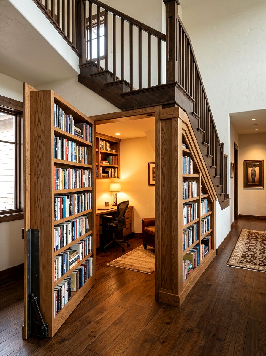 Hidden Door Under Staircase Bookshelf Storage - 30 under staircase bookshelf ideas