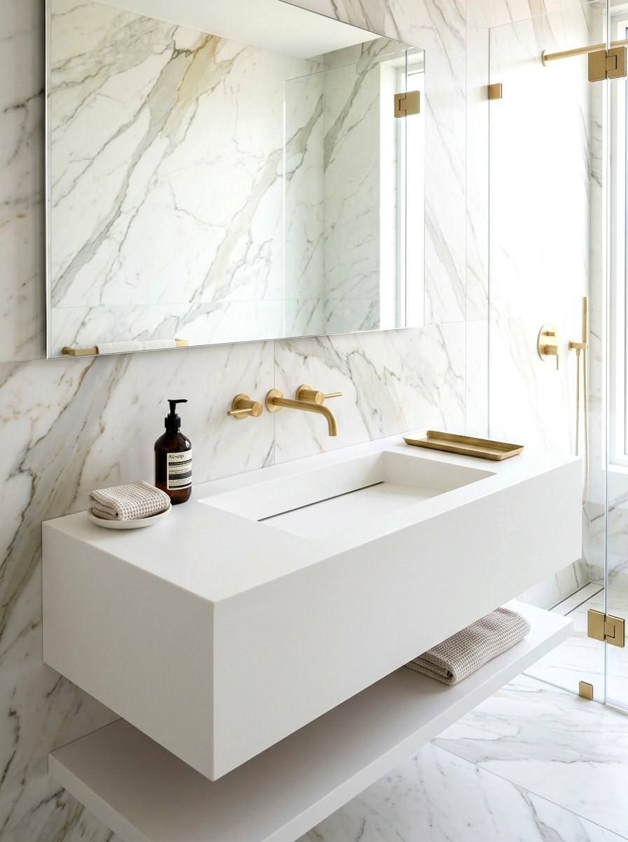 Hidden Drain Sink - 30 integrated vanity sink ideas