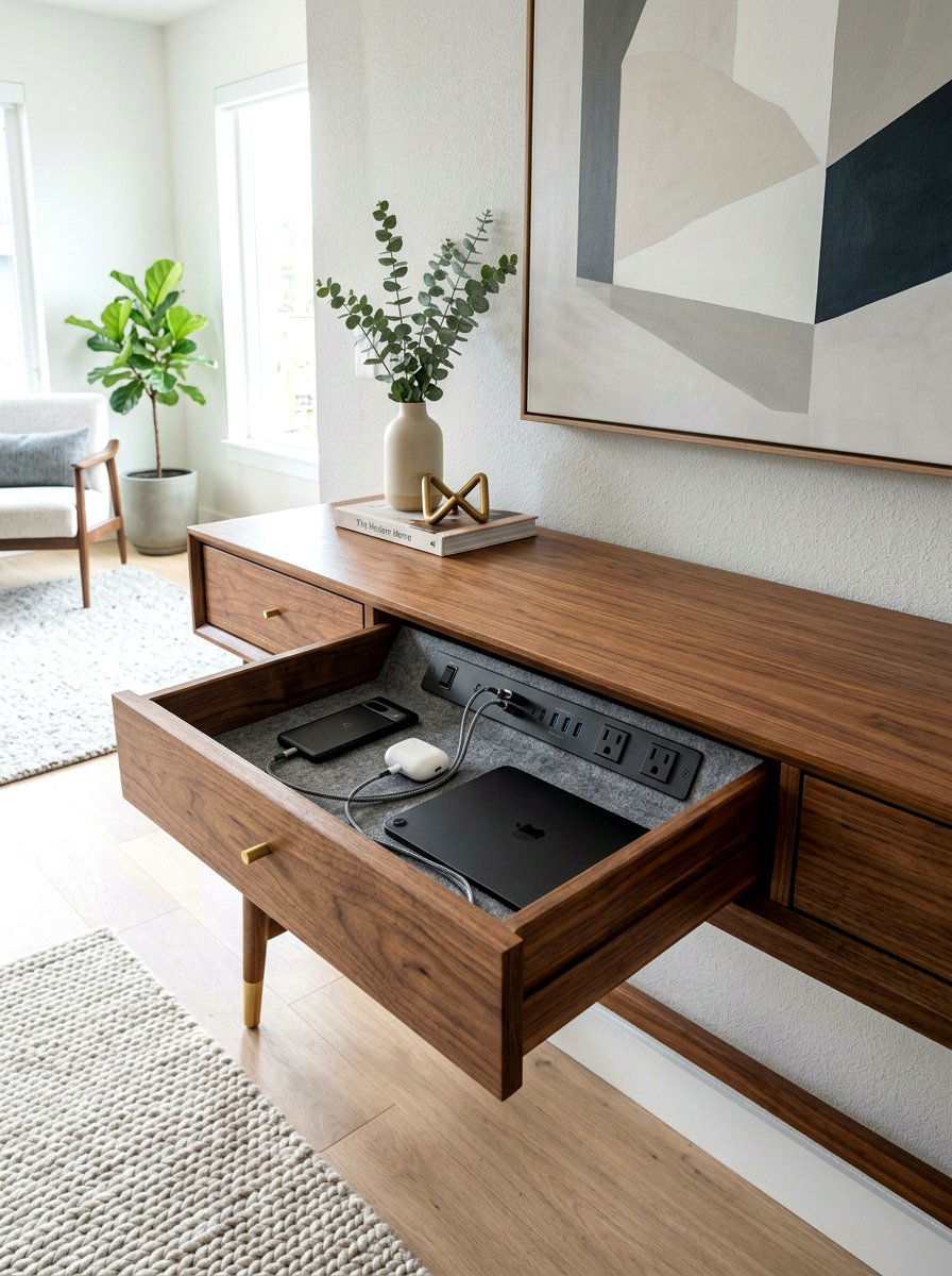 Hidden Drawer Charging Dock - 30 charging station entryway ideas