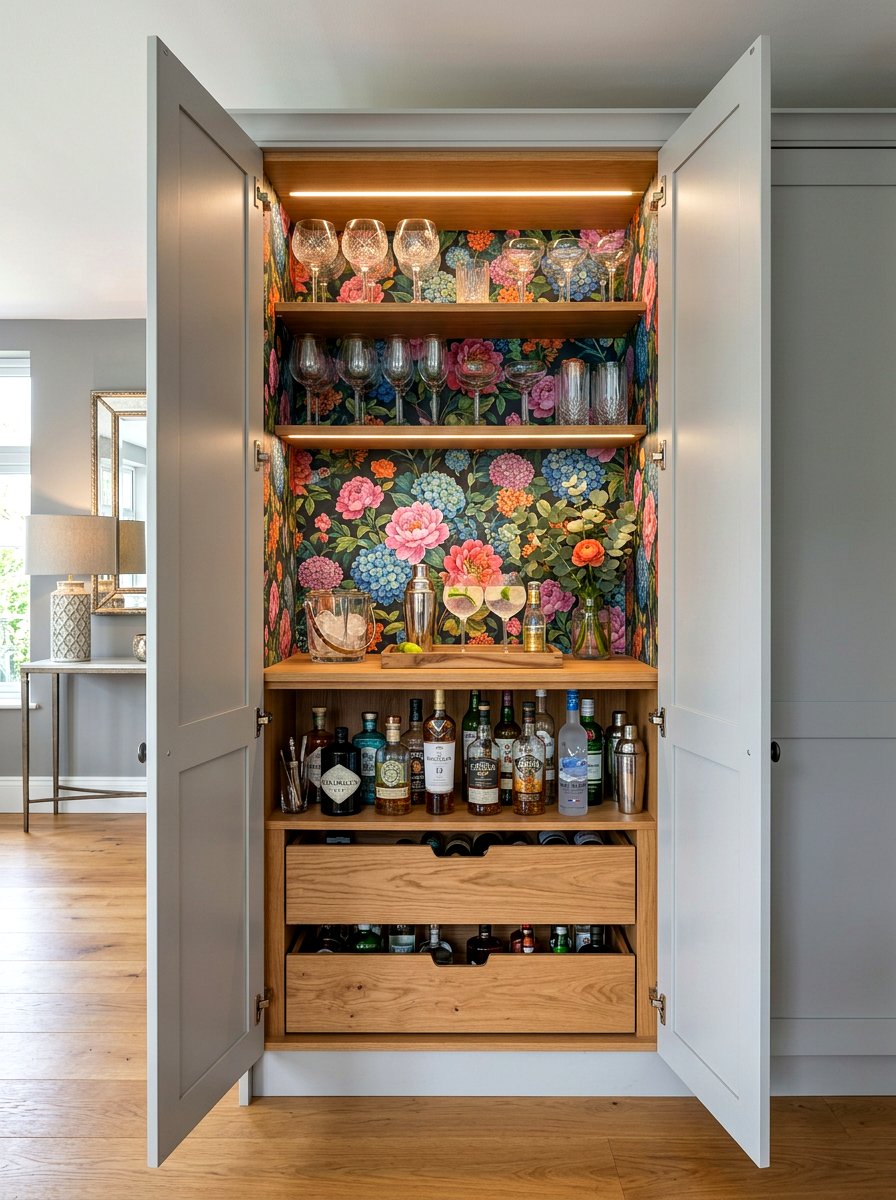 Hidden Drinks Cupboard - 30 home aperitif corner ideas