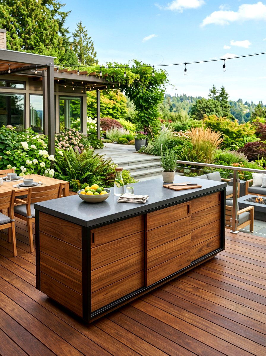 Hidden Grill Storage - 30 deck grill station ideas