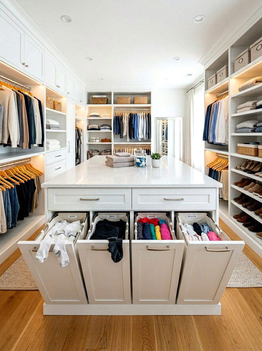 Hidden Hamper Closet Island - 30 closet island ideas