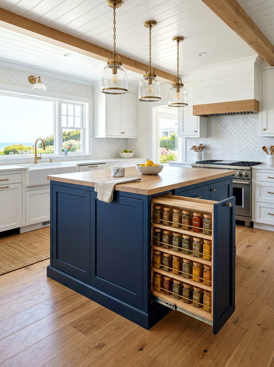 Hidden Island Spice Cabinet - 30 pull out spice rack ideas