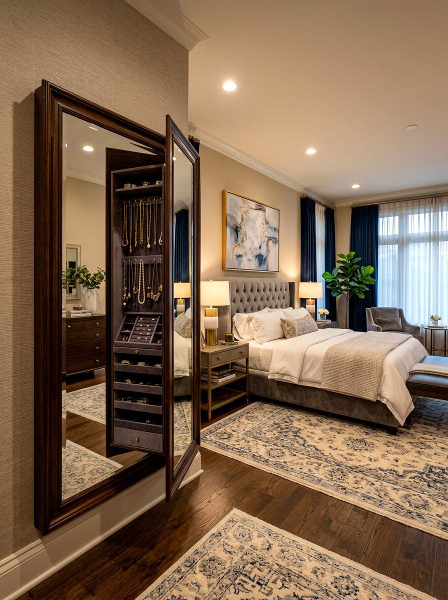 Hidden Jewelry Cabinet - 30 bedroom storage ideas