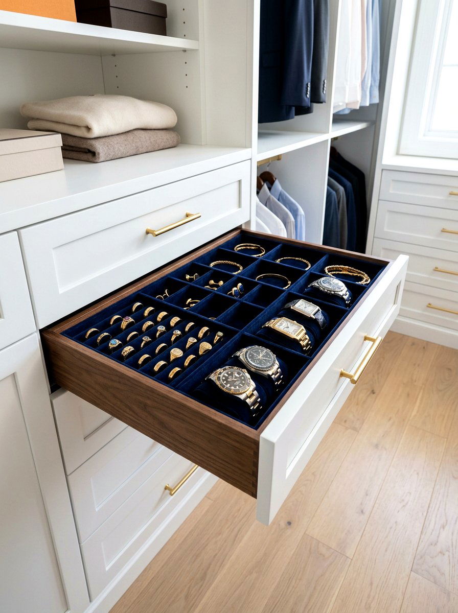 Hidden Jewelry Tray - 30 minimal closet organization ideas