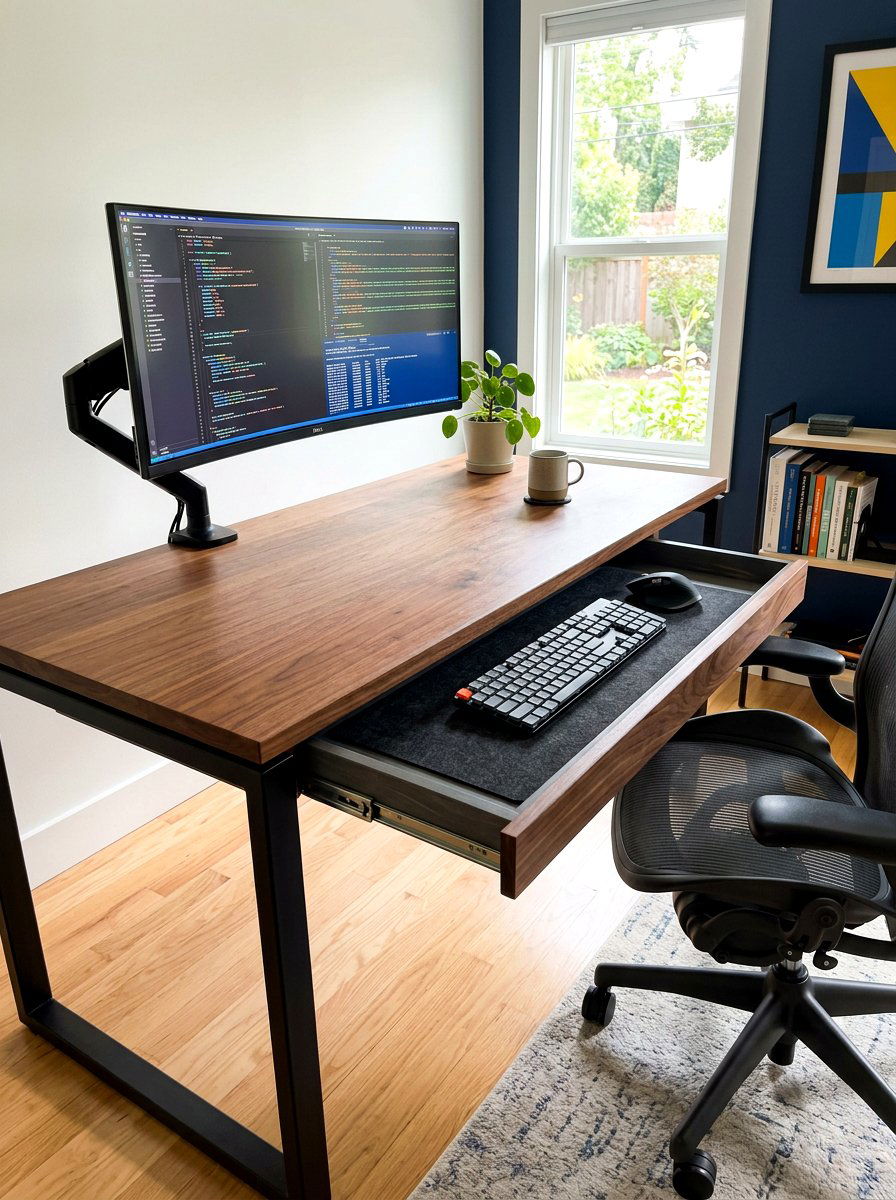 Hidden Keyboard Tray Drawer - 30 desk drawer organization ideas