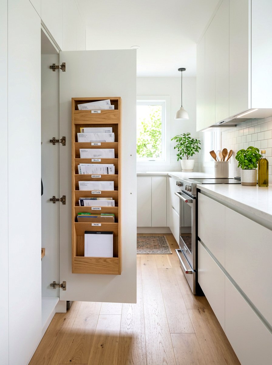 Hidden Kitchen Cabinet Mail Slot - 30 mail organization ideas