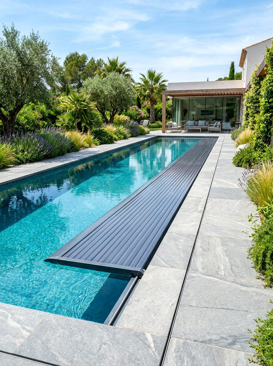 Hidden Lap Pool Cover - 30 lap pool backyard ideas