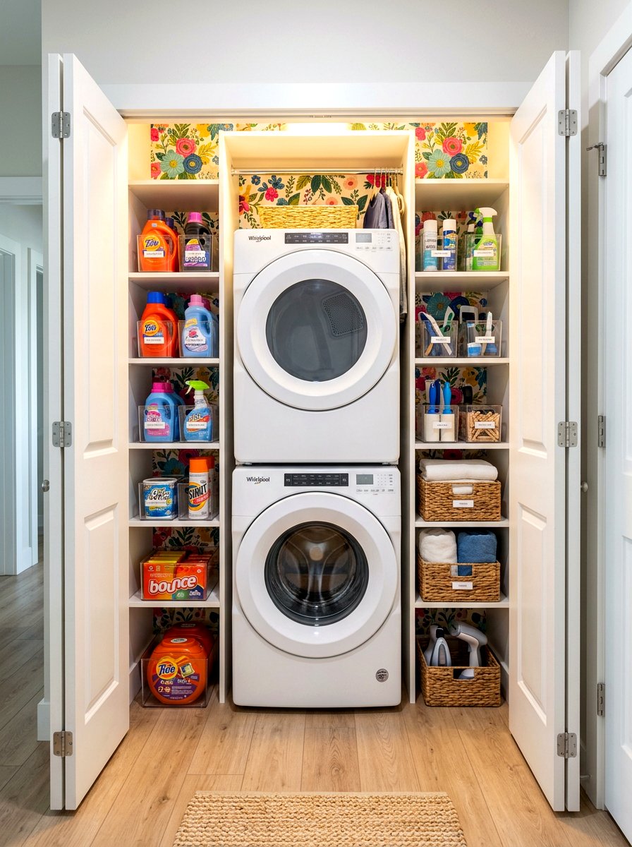 Hidden Laundry Closet Shelves - 30 detergent shelf ideas