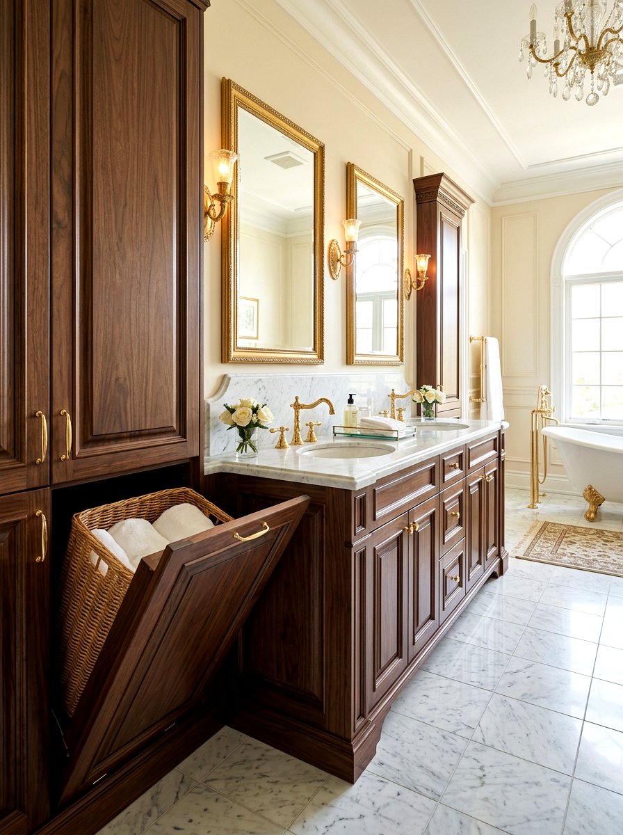 Hidden Laundry Hamper Vanity - 30 laundry basket storage ideas