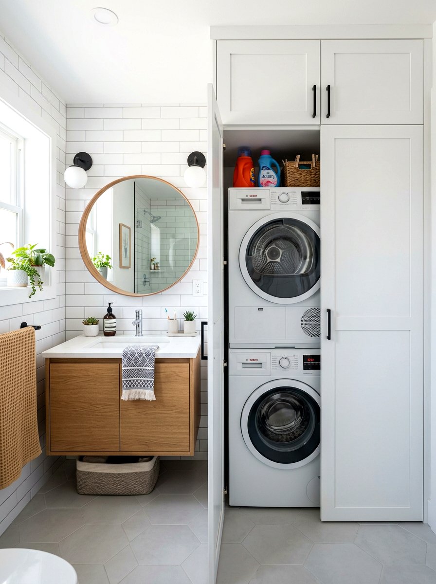 Hidden Laundry Unit - 30 condo bathroom ideas