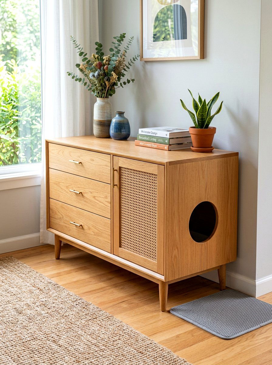 Hidden Litter Box Furniture - 30 pet nook living room ideas