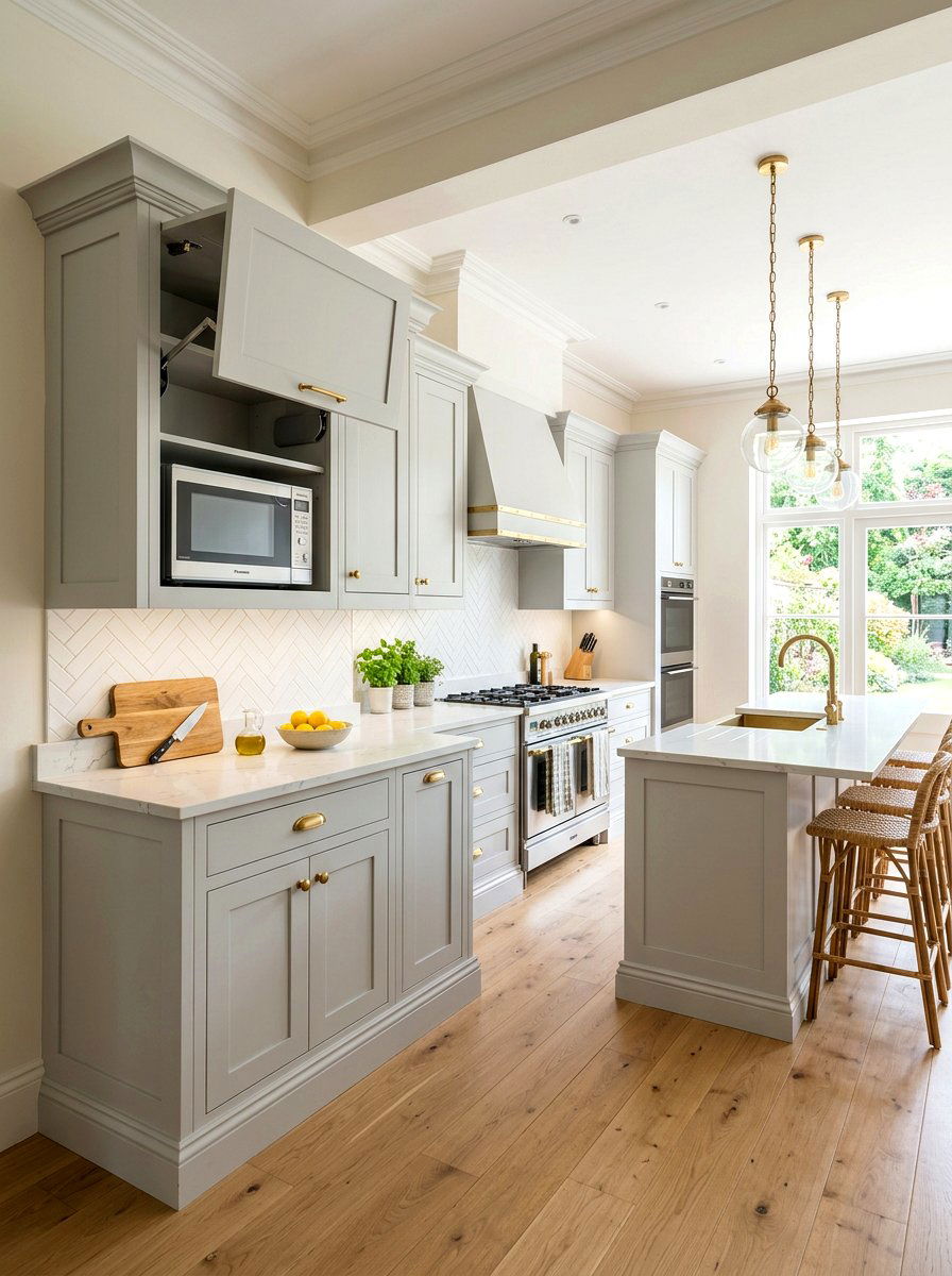 Hidden Microwave Cabinet - 30 appliance garage ideas