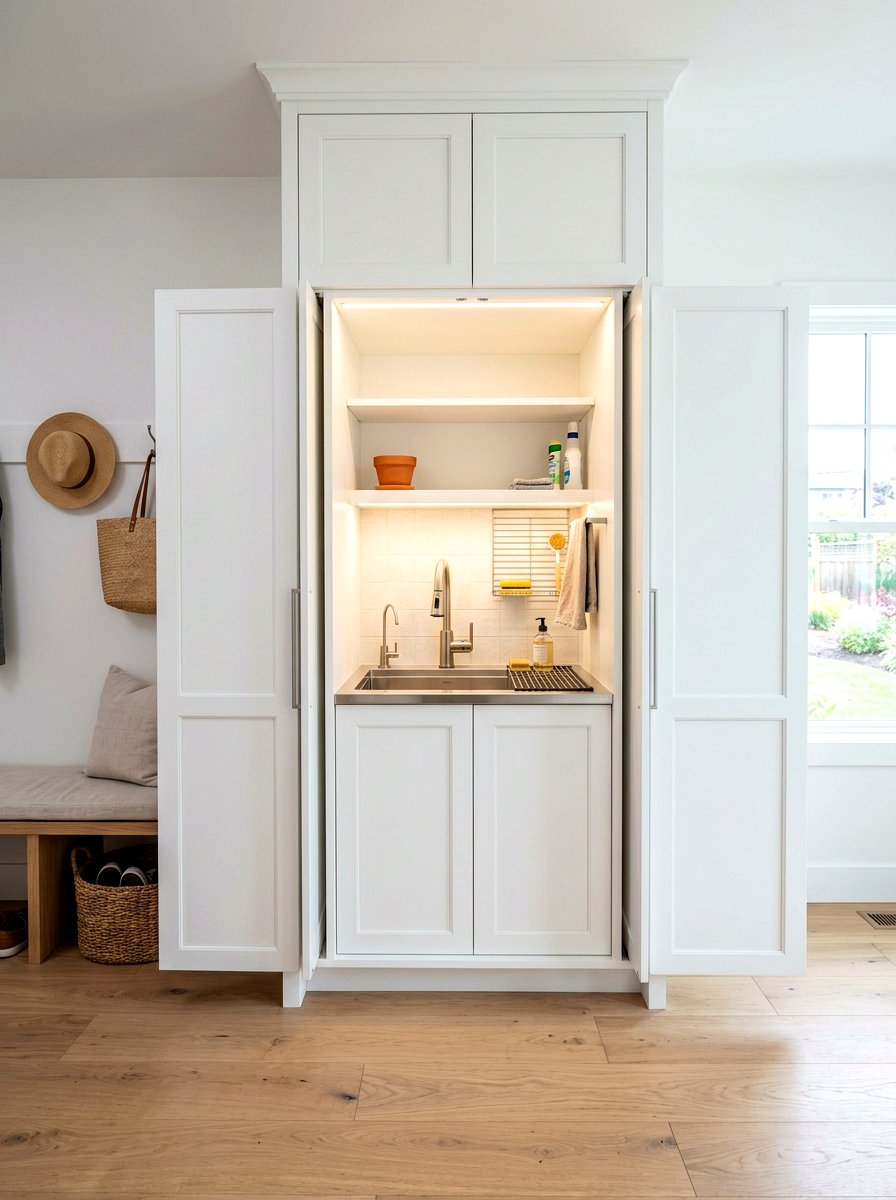 Hidden Mudroom Utility Sink - 30 mudroom laundry sink ideas