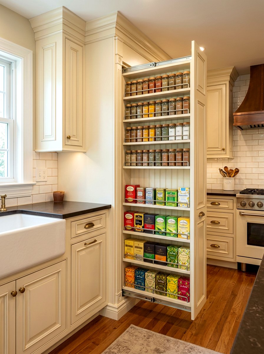 Hidden Narrow Pantry - 30 pull out pantry ideas