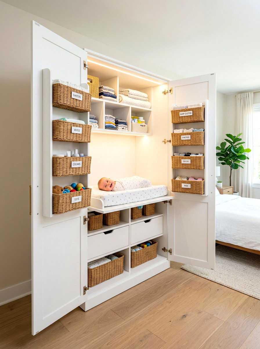 Hidden Nursery Changing Table - 30 changing station ideas