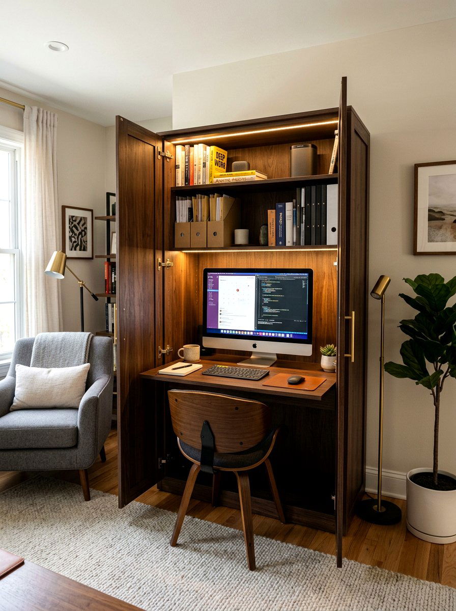 Hidden Office Armoire - 30 apartment office ideas